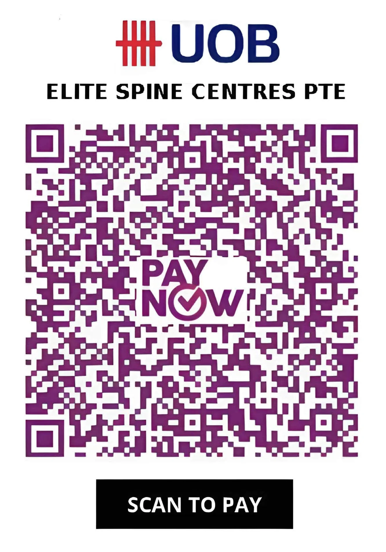 PayNow QR code to pay Elite Spine Centres